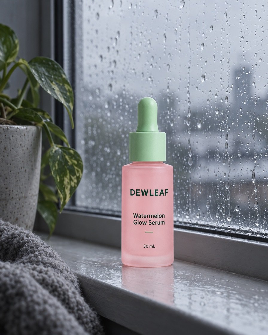 The bottle on a rainy window ledge