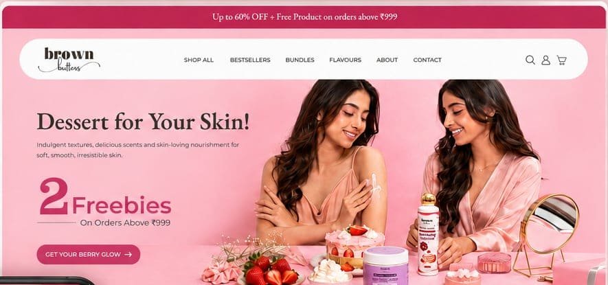 MyBrownButters website, ads and social creative shown together