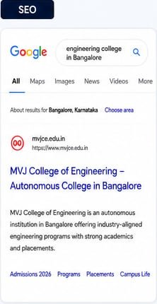 MVJ College of Engineering Google search listing