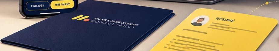 NM Consultings brand stationery