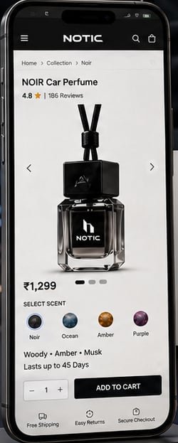Notic mobile page on a phone screen