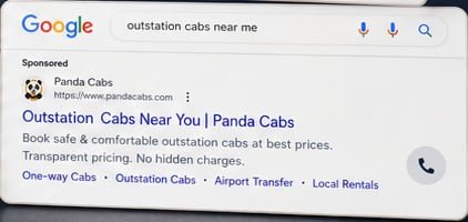Panda Cabs Google ad