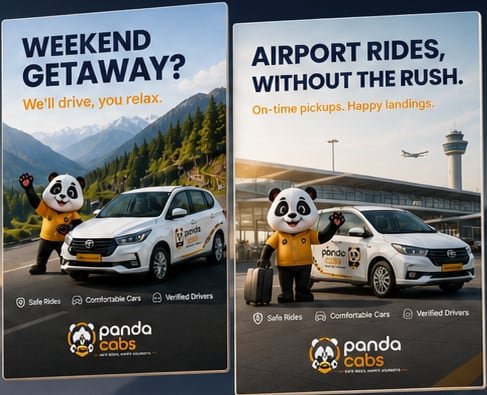 Panda Cabs social ad posters