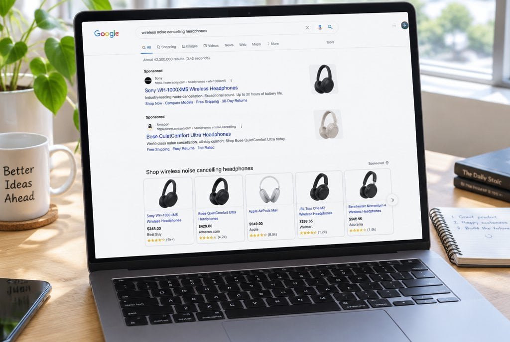 Illustrative layout of a Google results page.