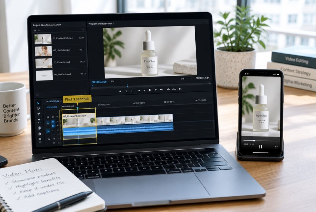 Editing several openings of the same video makes hooks easy to compare.
