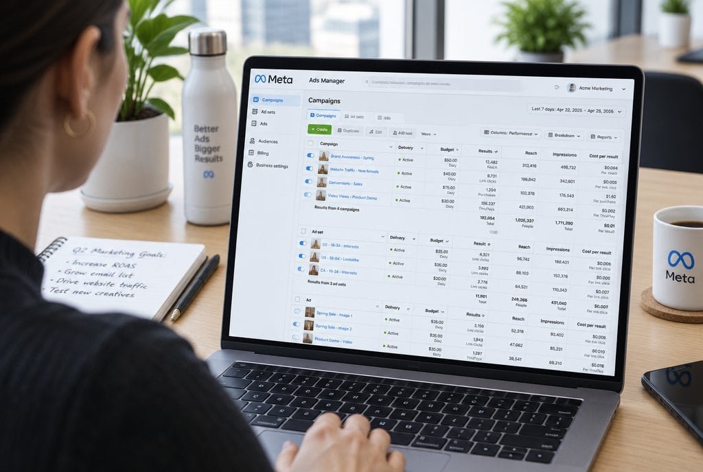 Illustrative layout of Meta Ads Manager.